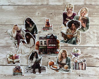 Autumn themed stickers for book lovers, set of 14 – “Fall into Reading”