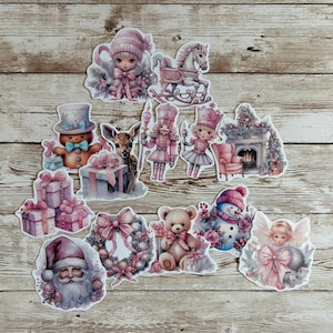 Christmas themed stickers, set of 13 – “Pink Christmas cuteness”