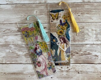 Art handmade bookmarks OOAK, set of 2 – “Gallery Gardens” (Monet & Van Gogh)