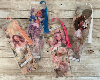 Floral handmade bookmarks for book lovers OOAK, set of 4 – “Blooming and Loving it”