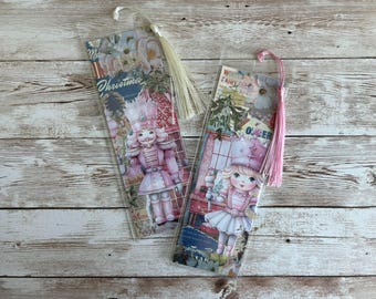 Christmas handmade bookmarks, set of 2 – “A Magical Pink Christmas”