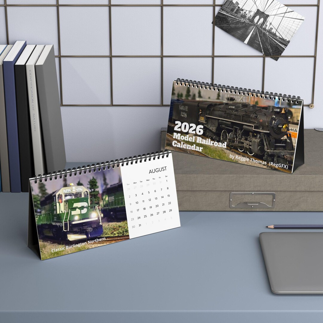 2026 Calendar Desktop – Model Railroad Art Gift for Railfans, Vintage ...