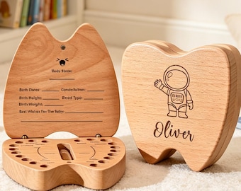 Custom Name Baby Teeth Storage Box,Personalized Wooden Tooth Fairy Keepsake Box,Toddler Milestone Gift,Newborn Gift,Baby Memory Keepsake