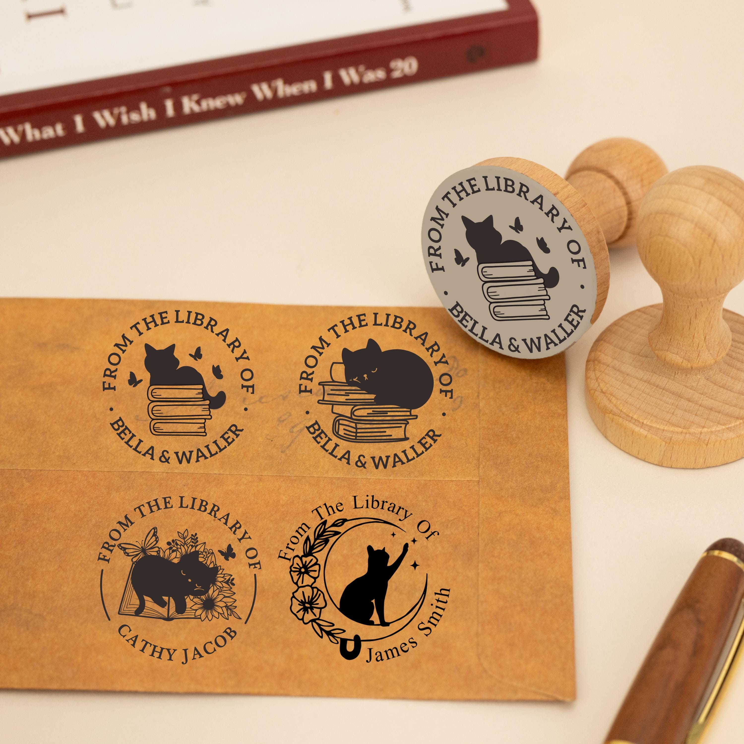 Personalized From Library of Stamp, Custom Library Stamp, Black Cat ...