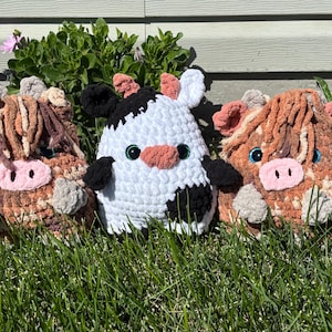 Chunky Cow Plush – Handmade Crochet Cow Amigurumi | Soft Farm Animal Plushie | Cow Stuffed Animal Gift