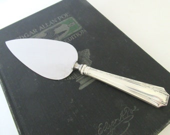 Antique Sterling Handle Cheese Knife, Vintage Art Deco Quiche or Small Pastry Server Cake Knife, Sterling Silver Flatware