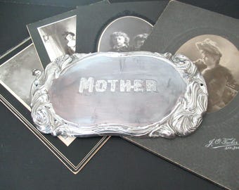 Vintage MOTHER Coffin Plate, Casket Mourning Plaque by Elgin Casket Co