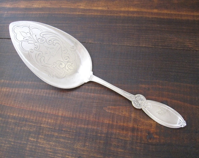 Antique M Monogram Pie Knife Server With Bright Cut Engraved Etsy