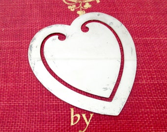 Vintage Silverplate Heart Bookmark by Reed & Barton Giftsource, Valentine Book Lover's Bookworm Gift