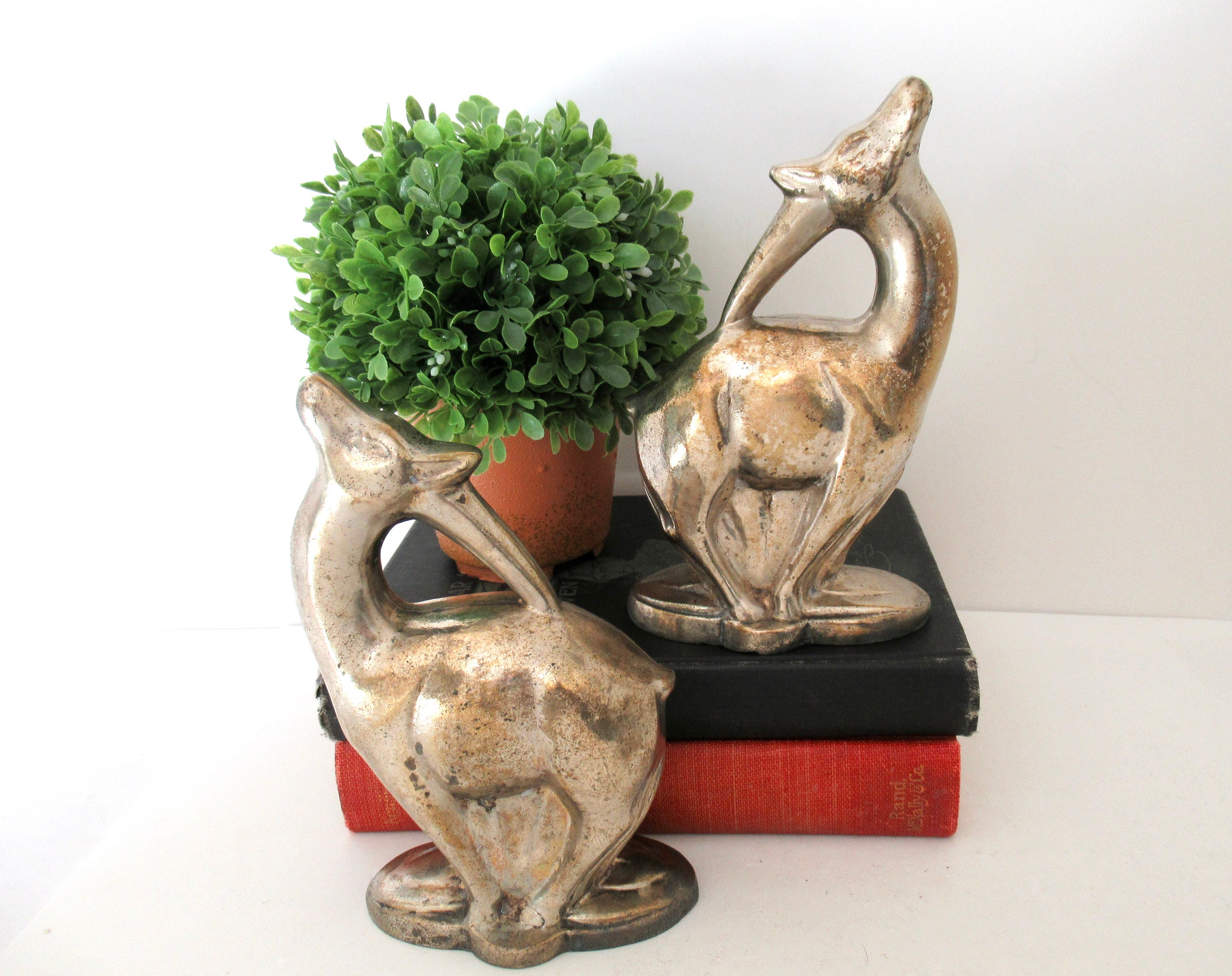 Vintage Gazelle Metal Sculpture Made in India 15-1/2” Tall