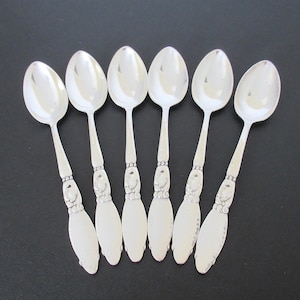 Vintage OJ Monogrammed Demitasse Spoons, Silverplate Set of 6, Swedish Silver Flatware, Scandinavian Silverware Petite Spoons