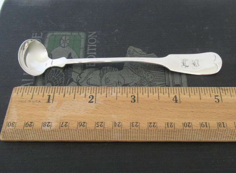 Petite Sauce Ladle Antique Silverplate L.B Tipped by Wm Rogers Mfg Co Vintage Small Condiment Ladle Monogrammed Ladle Serving Flatware