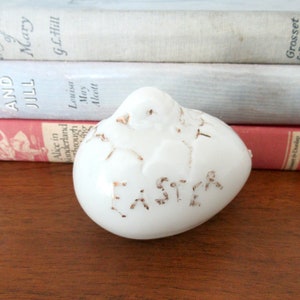 Victorian Milk Glass Easter Egg, Chick Hatching From Egg, Vintage Easter Decoration Easter Decor