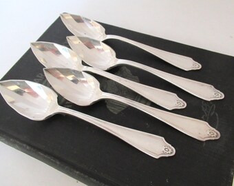 Antique Fruit Spoons, Georgian 1912 by Community Silver Co, Silverplate Set of 5 Vintage Flatware Silverware