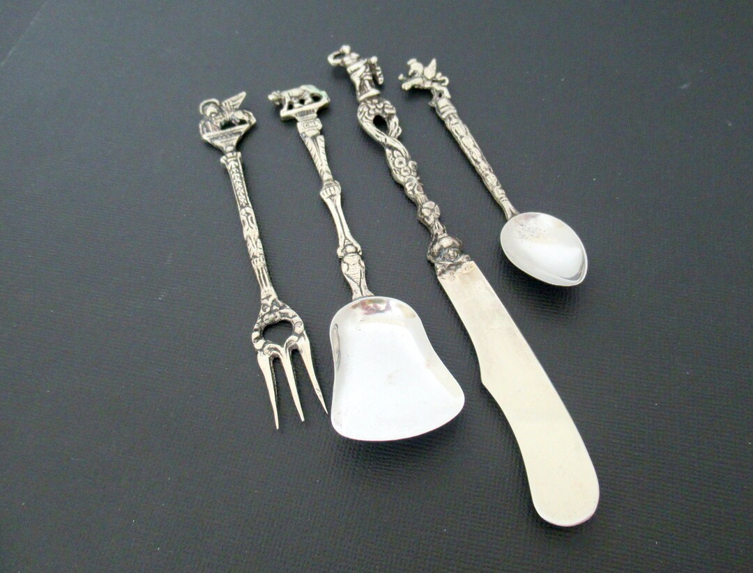 Vintage Etruscan Figural Hors D'oeuvres Cocktail Set, Gothic Italy Serving Utensils Etsy