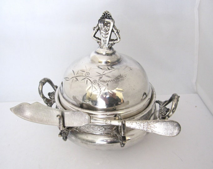 Victorian Butter Dish With Knife Rest by Columbia Silver Plate Etsy