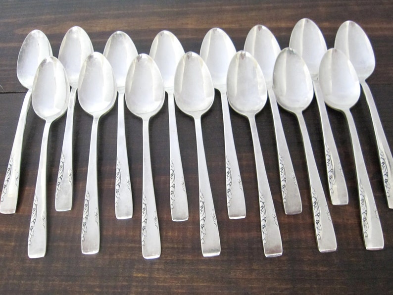 Vintage Teaspoons Proposal 1954 Pattern by 1881 Rogers Silverplate Set of 15 Spoons
