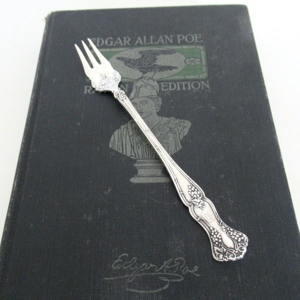 Antique Monogrammed Oyster Fork, Vintage 1904 Pattern by 1847 Rogers Silverplate, Victorian Grape Silverware Flatware Seafood Coctail Fork