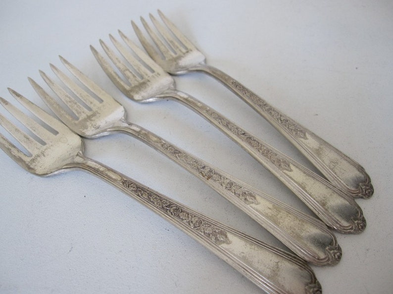 Antique Salad or Dessert Forks Plymouth Silver Plate Set of Etsy
