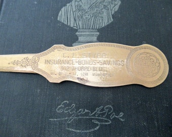 Antique Advertising Letter Opener, C.E. Styer Insurance Bonds Savings, Thorpe Building Minneapolis MN, Paper Knife Bill Slicer