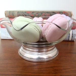 Vintage Sterling and Glass Candy Dish by WEB, Bonbon Bowl, Nut Serving Bowl, Fluted Rim