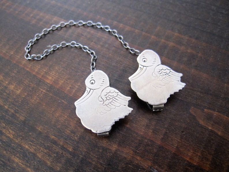 Sterling Silver Stork Baby Bib Clips by ster Sterling Etsy