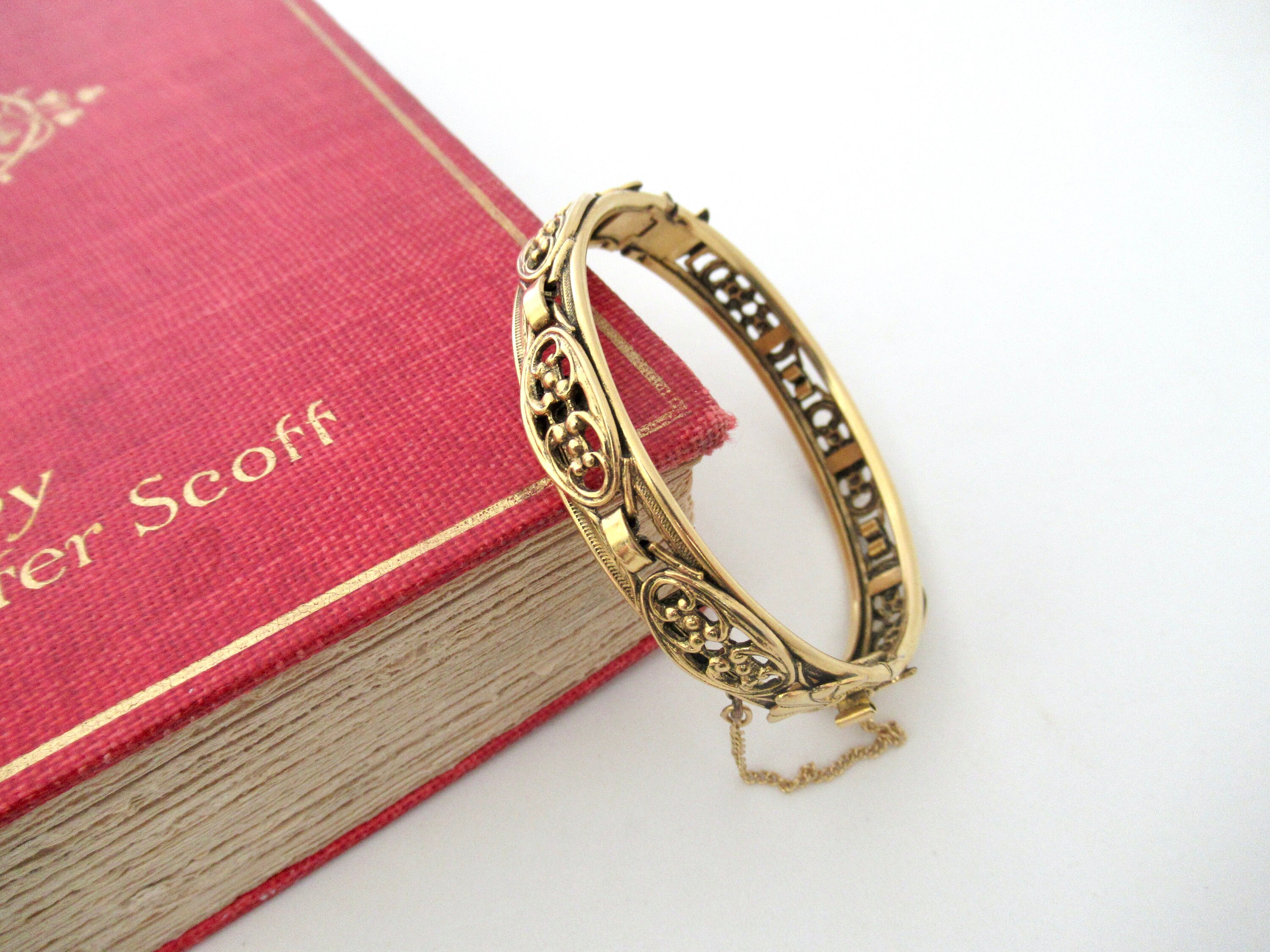 Vintage Hinged Bracelet by Freirich Art Deco Design vintage Bangle With Safety Clasp Etsy