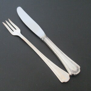 Antique Hotel St Moritz Cocktail Fork and Butter Knife, Silverplate Clovelly 1920 by Reed Barton, Vintage Historic Hotel Flatware Silverware