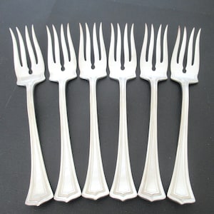 Antique Silverplate Salad Forks, Scotia 1915 by 1881 Rogers, Set of 6 Forks, Vintage Art Deco Silverware Dessert Forks