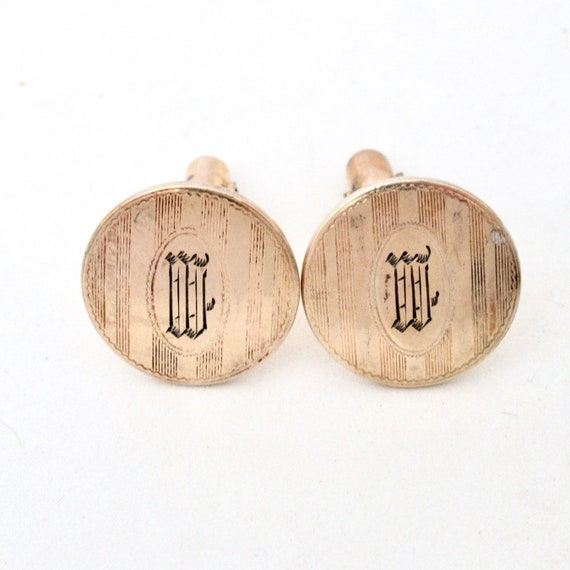 Antique W or M Monogrammed Cufflinks by R.P. on Si