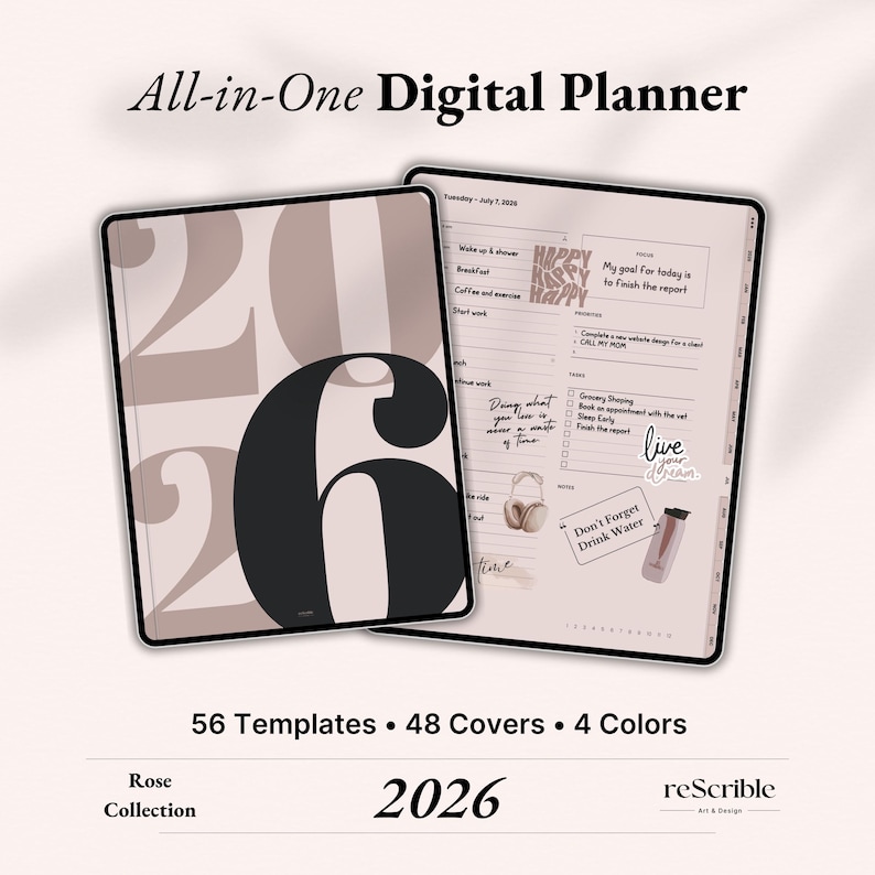 2026 Digital Planner for iPad – Rose Collection (goodnotes & Notability ...