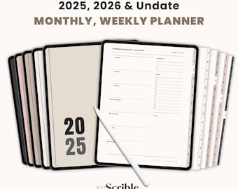 2025-2026 Weekly Digital Planner, iPad Goodnotes, Minimalist Aesthetic (Digital Download)