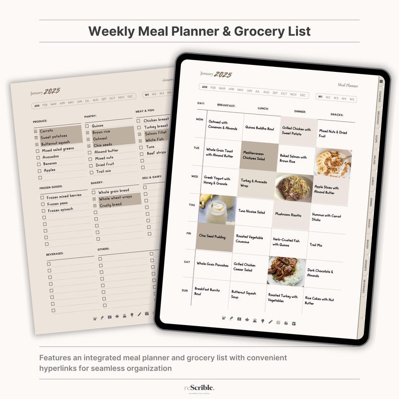 See the Digital Recipe Book & Meal Planner template in action on a tablet. Simplify healthy eating, meal planning & food prep. A great cooking apps alternative for GoodNotes/Notability users. Plan meal ideas & make healthy meal prep easy & efficient.