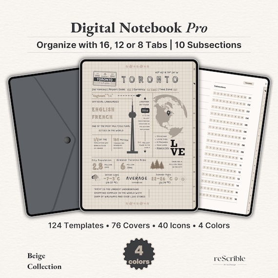 Tabbed Digital Notebook for Goodnotes, Notability, Noteshelf (Digital Download)