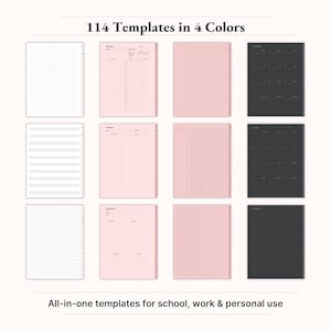 114 Page Templates Included (index view)"114 page templates for digital notebooks – includes planners, study notes, Cornell notes, grid, lined, and more." Digital Notebook, Goodnotes Notebook, Digital Journal, Student Notebook, Digital Planner, Notebook With Tabs, Notebook Journal, Goodnotes Template, Notes Template, Minimalist Notebook, Academic Notebook, Ipad Notebook, hyperlinked notebook
