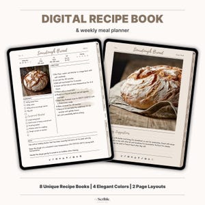 Digital Cookbook Template, Meal Planner & Grocery List (GoodNotes, Notability)