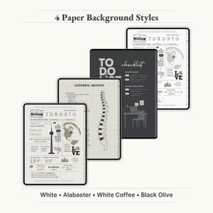 - 4 Paper Background Styles
    
    "Digital notebook backgrounds in 4 styles – white, Alabaster, White Coffee, and Black Olive paper options for GoodNotes and Notability."
    
    digital notebook, GoodNotes note paper, iPad note taking, note taking template, notability notebook, digital journal iPad, digital note paper, college notebook, student notebook, minimalist notebooks, GoodNotes templates, lined cornell graph, dot grid dotted iPad