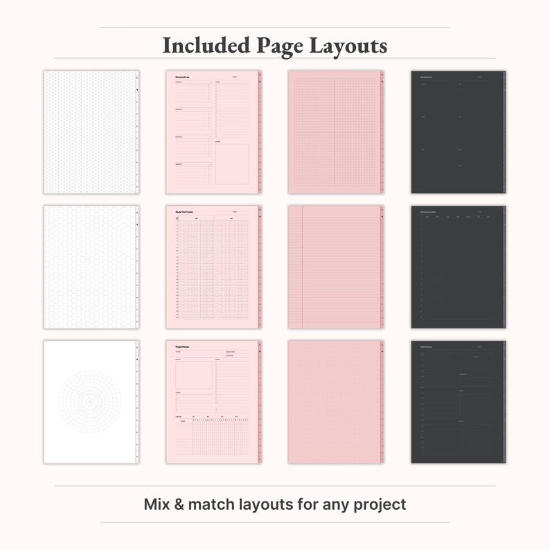 Organize with Tabs "Digital notebook organization with 16, 12, or 8 tab options – fully hyperlinked layouts for efficient planning." digital notebook, notebook template, notebook pdf, goodnotes template, daily digital notes, weekly digital notes, monthly digital note, student digital note, cornell digital note, ruled digital notes, graph digital notes, dotted digital notes, digital notes covers