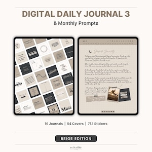 Digital Daily Journal: Vision Board, Mood Tracker, Prompts (Goodnotes/Noteshelf Template)