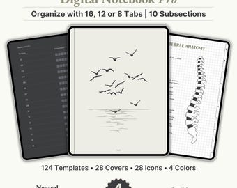 Cuaderno digital con hipervínculos para GoodNotes, Notability y Noteshelf (PDF)