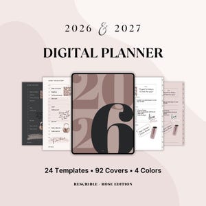 Agenda e planner digitale verticale 2026 2027 per iPad GoodNotes Notability – Colore rosa
