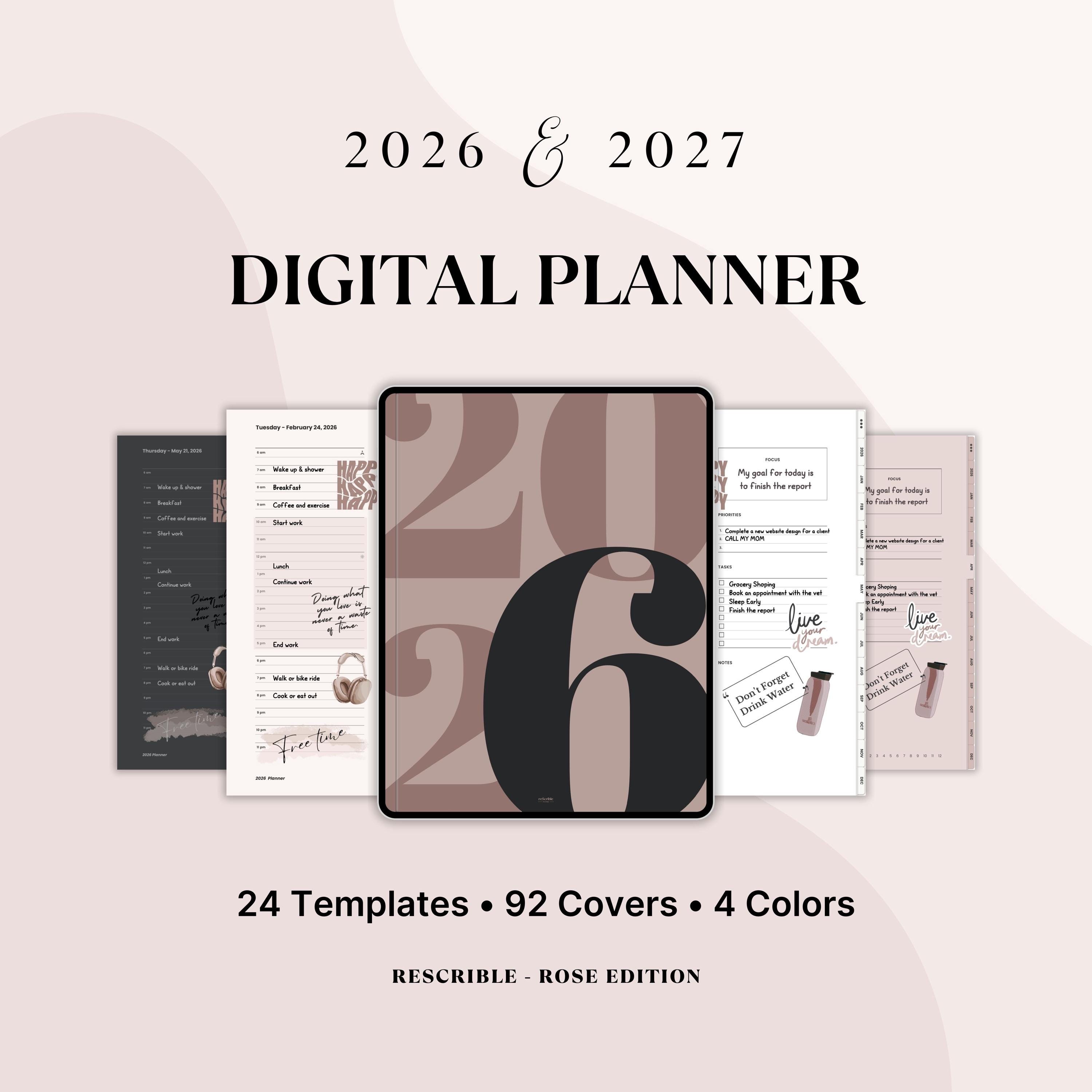 2026 2027 Vertical Digital Planner & Agenda for iPad Goodnotes ...