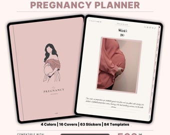 Planificador digital de embarazo: diario semanal, regalo para mamás primerizas (PDF)