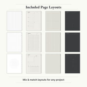 - 114 Templates in 4 Colors
    
    "Digital notebook templates in 4 paper colors – versatile layouts for school, work, and personal use."
    
    GoodNotes notebook, notability notebook, hyperlinked notebook, student notebook, iPad notebook, project planner, notes template, digital note paper, digital journal, minimalist notebook, notebook with tabs, lecture notes, digital planner