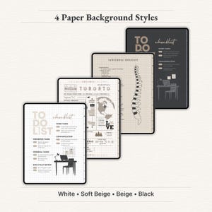 "Digital notebook backgrounds in 4 styles – white, soft beige, beige, and black paper options for GoodNotes and Notability."

digital notebook, goodnotes note paper, ipad note taking, note taking template, notability notebook, digital journal ipad, digital note paper, college notebook, student notebook, minimalist notebooks, goodnotes templates, lined cornell graph, dot grid dotted ipad
