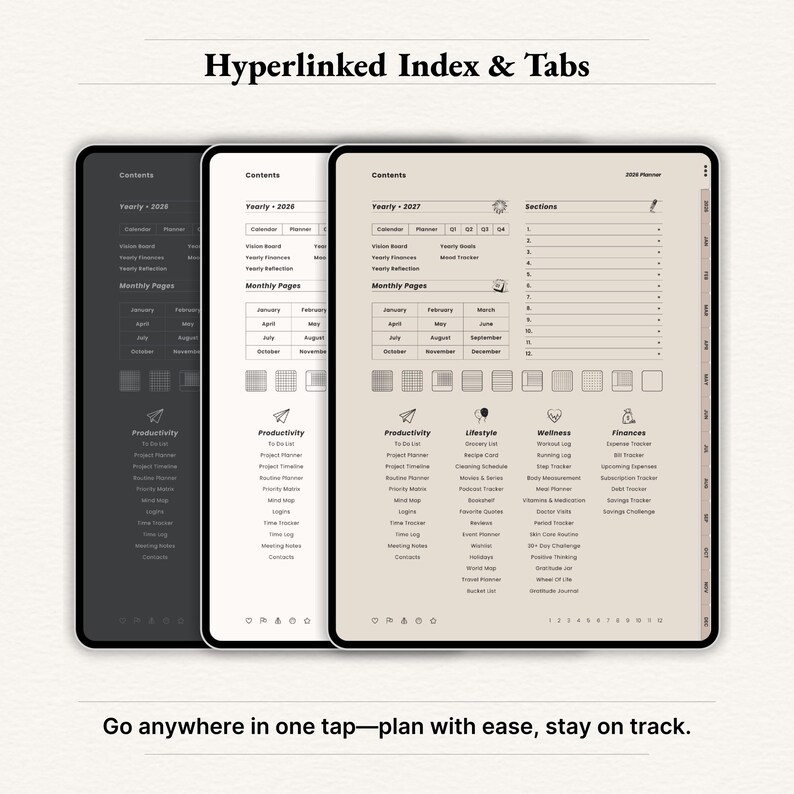 2026 Digital Planner – Goodnotes iPad Template, Beige Collection (PDF ...