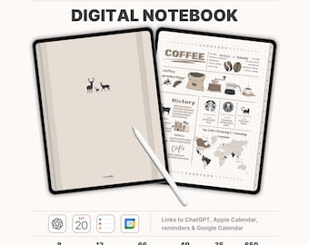 Cuaderno digital para iPad, 12 pestañas, plantilla GoodNotes (descarga digital)