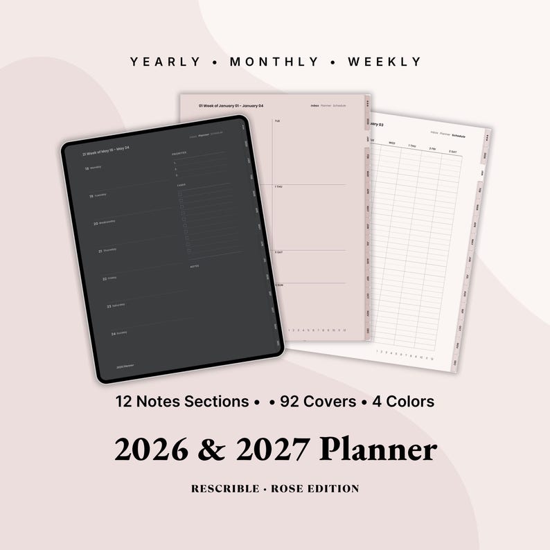 2026-2027 Digital Planner • Vertical Layout, Goodnotes Notability (PDF ...