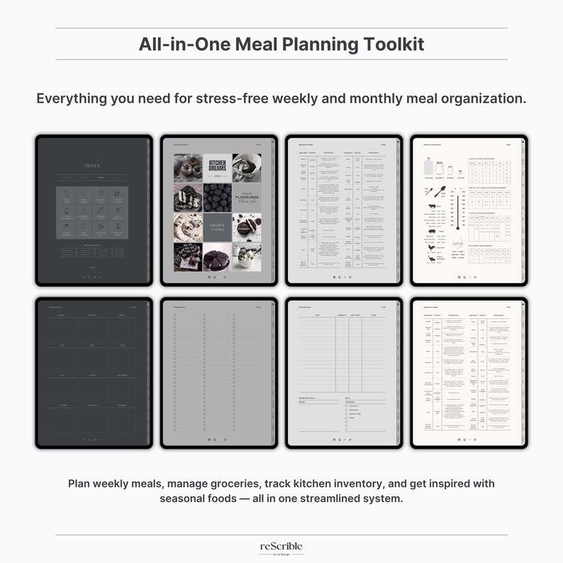 Digital Weekly Meal Planner, Goodnotes Food Journal, Grocery List (PDF ...