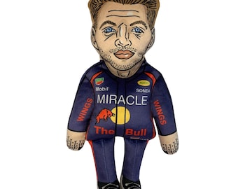 Peluche Max Verstappen : étoile de la course de Formule 1, jouet pour chien qui couine